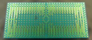 A unique thin film Redistribution Layer (RDL) process createa custom circuits on a glass substrate.
