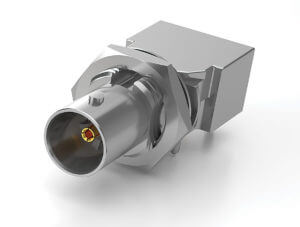 Low-profile, right-angle 75 ohm BNC for pick-and-place capability
