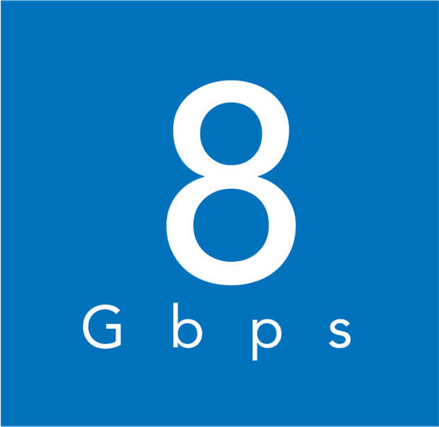 8 Gbps logo for rugged, high-speed connector solutions.