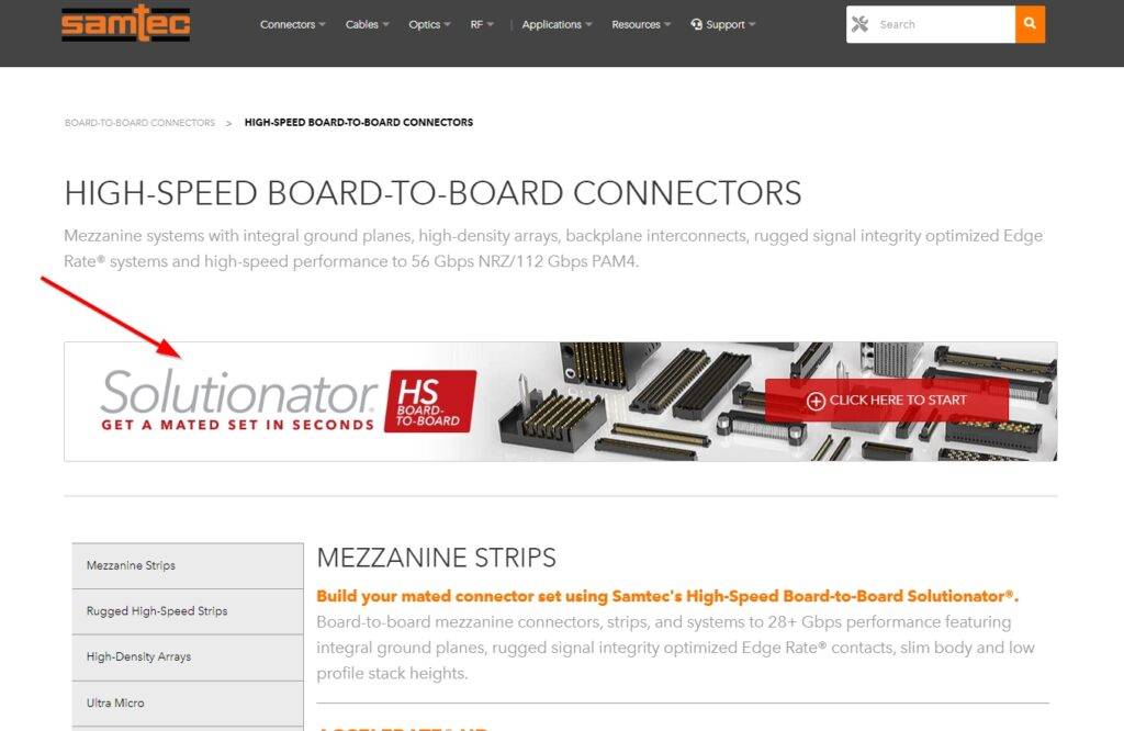 high speed board to board solutionator embed
