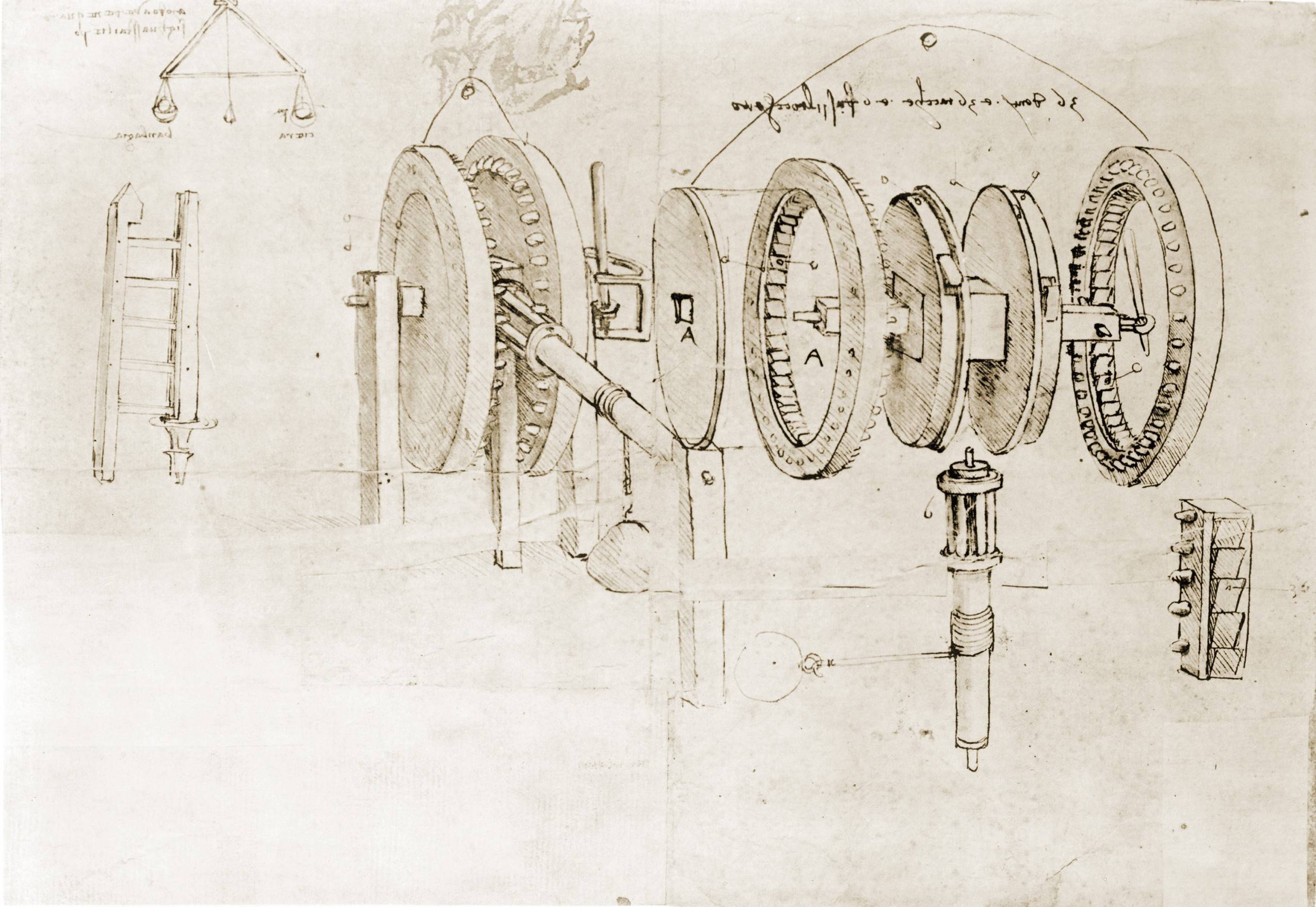 Gear images from da Vinci’s notebooks (1452-1519)