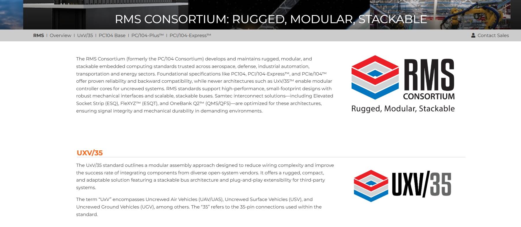 rms consortium webpage screenshot